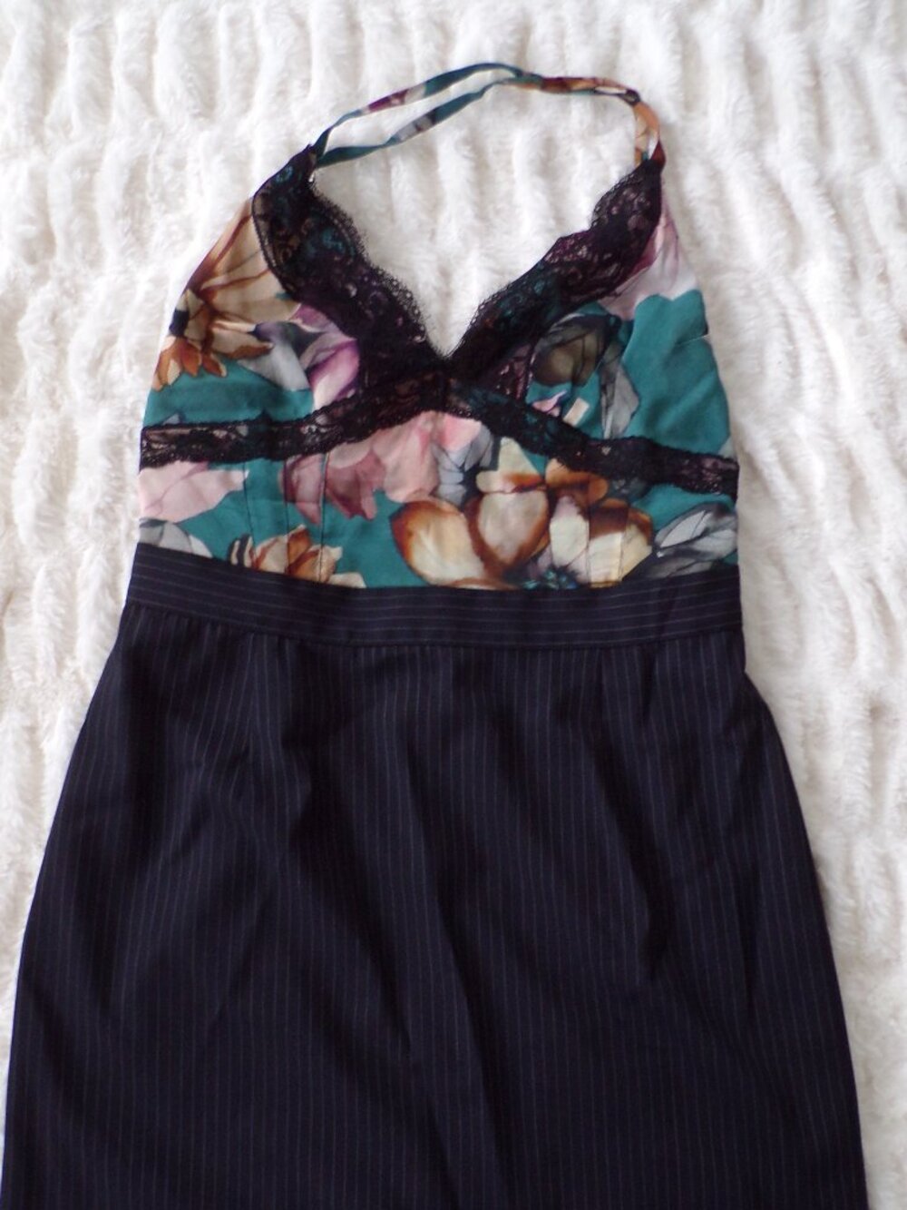 D&G Floral spaghetti strap mini dress 42 wool silk lux blend y2k S - Picture 3 of 13